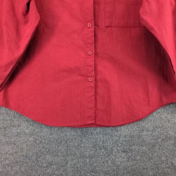 Lee Mens Button-Up Shirt Red Small Long Sleeve Chest Pocket Vented Curved Hem - Picture 5 of 12